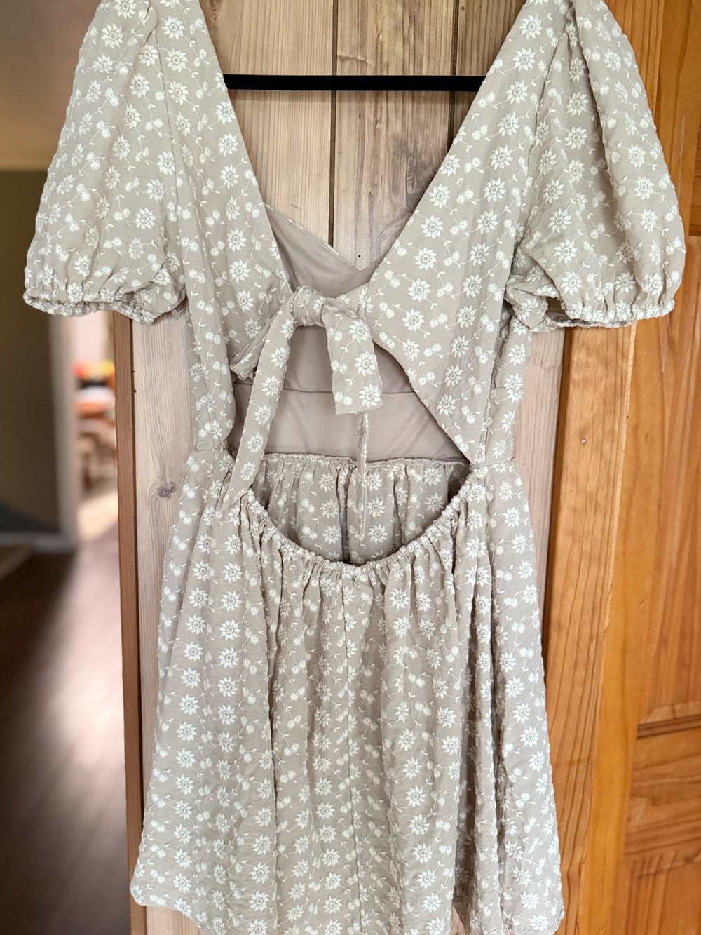Trixxi Cream Floral Mini Dress with Tie Straps